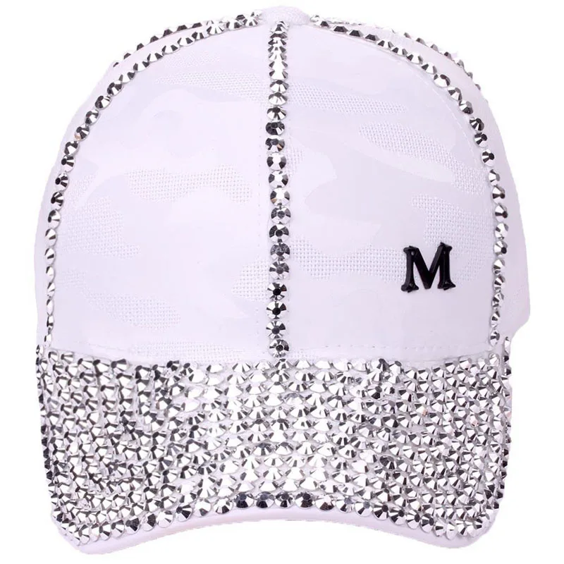 Дизайн женские роскошные стразы bling Повседневная модная кепка для бейсбола твердая струя Черный Белый Регулируемый Размер повседневные Шапки