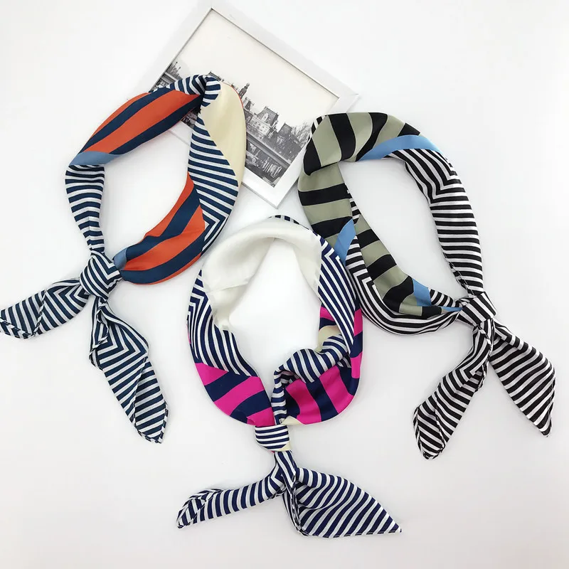 The New South Korean small square silk silk scarf tied female fashion