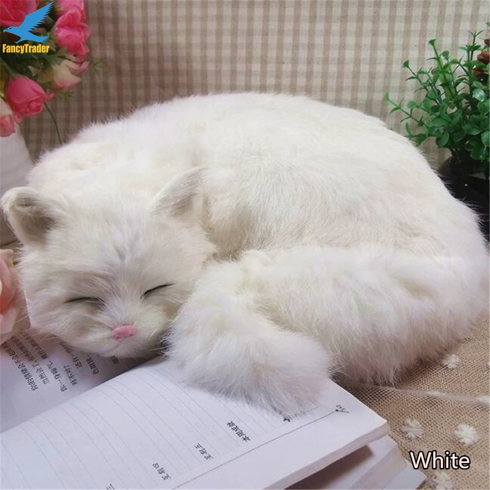 Top Quality Lifelike Emulational Cat Plush Toy Gift for Decoration 3 Colors (6)
