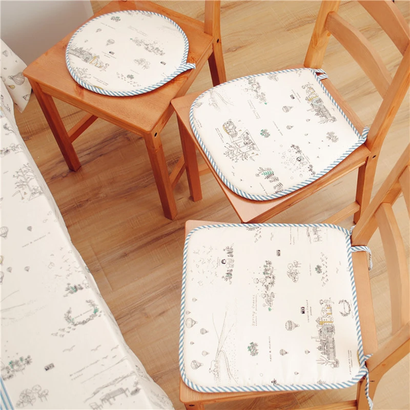 1pc Square/Round Seat Cushion Anti slip Cotton Canvas Chair Cushion 2cm Sponge Thickness Chair