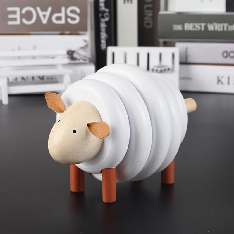 

Kids Wooden Toys Creature Blocks Cute Cartoon Sheep Drawstring Toys Removable Assembling Blocks Educational Toys for Children