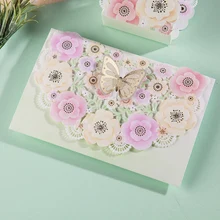 100pcs Laser Cut Wedding Invitations Card With Butterfly Flower Printable& Customized Engagement Birthday Party Supplies #CW6013
