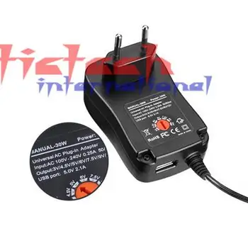 

by dhl or ems 100pcs 30W Universal AC Wall Plug in Power Adapter 3v 4.5v 5v 6v 7.5v 9v 12v 2.5A charger with 6pieces Switching