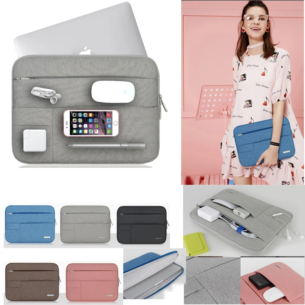 Nylon Laptop sleeve bag for MacBook 11 12 13 14 15.4 Solid Notebook Bag Case for Xiaomi Mac 11.6 13.3 Air Pro Retina
