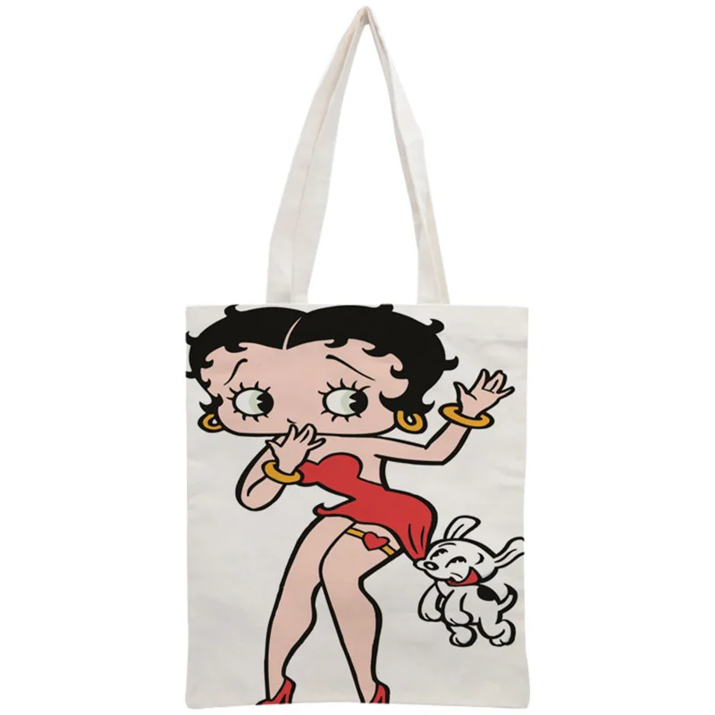 Пользовательские Betty Boop хлопок холст хозяйственные сумки 30x35 см сумка многоразовая сумка женская сумка на плечо из ткани складная - Цвет: 11