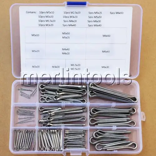 13 Kinds of 304 Stainless Steel Split Cotter Pins Assortment Kit 1 6mm
