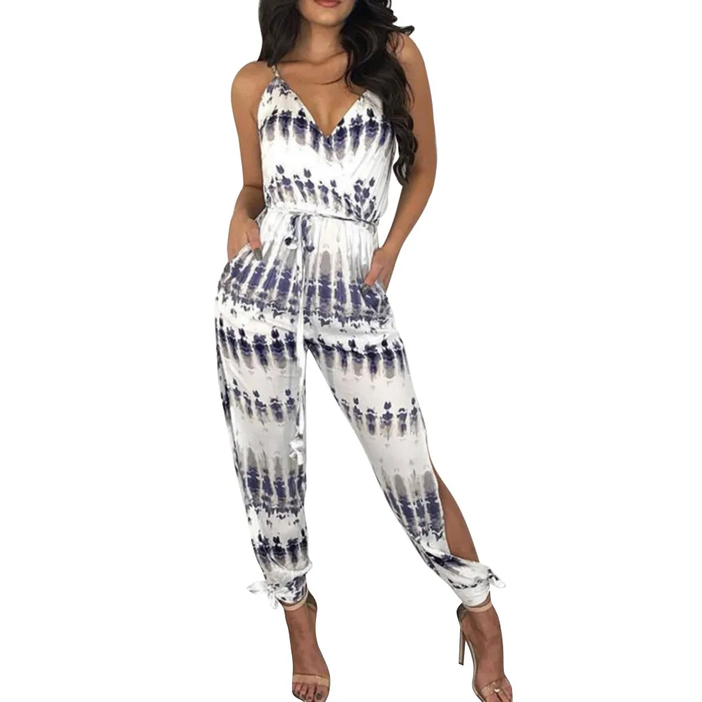 Синий Комбинезоны большого размера Playsuit bodycon Лето для женщин оборки, открытые плечи длинные SexyBackless рукавом Элегантный широкие брюки - Цвет: Синий