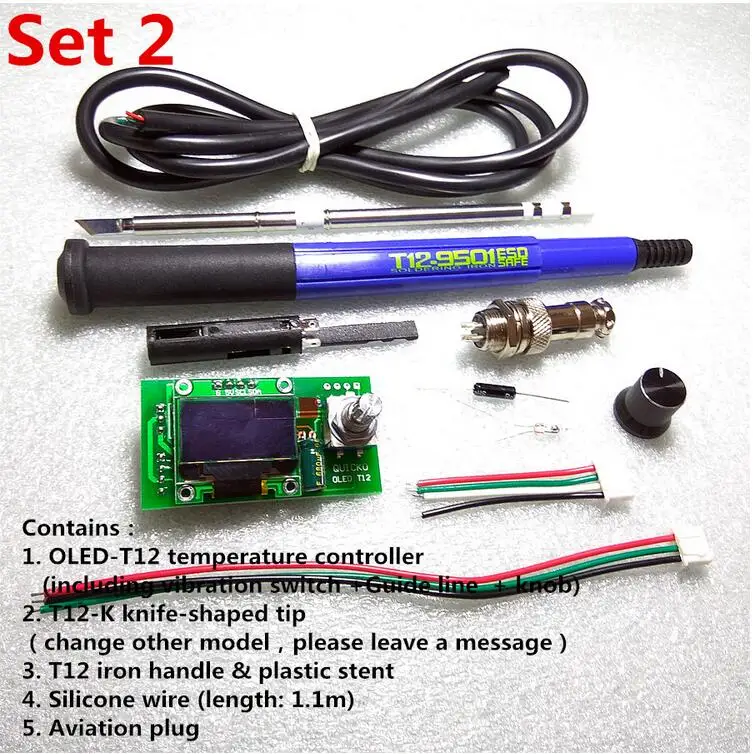 

DIY OLED Digital Soldering Iron soldering Station Temperature Controller Board + T12 handle tips