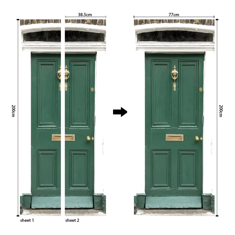 Новая европейская Зеленая дверь 3D дверь стикер DIY Фреска самоклеющиеся обои съемный водонепроницаемый Плакат Наклейка s наклейки для домашнего декора