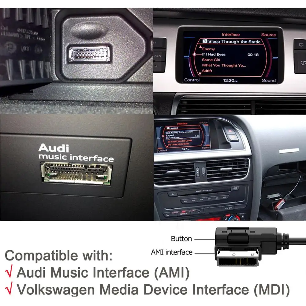 USB кабель для зарядки Auto MDI AMI MMI Кабель-адаптер для VW Golf Passat Tiguan Audi A3 A4 B8 B7 B6 Q5 Q7 A5 A7 R7 S5 A6L A6 C5 A8L A4L