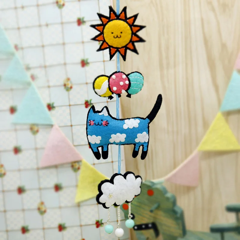 

Handmade Cute Cat Cloth Crafts Non-Woven Fabric Car Pendant Felt Cloths DIY Sewing Material Package