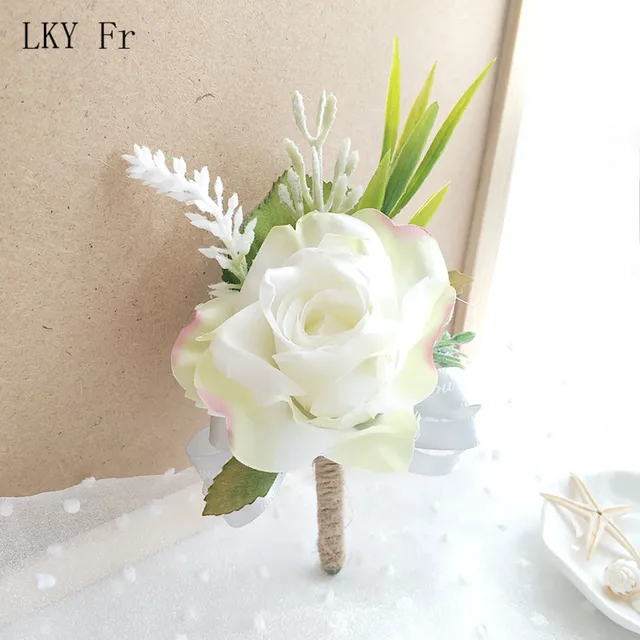 LKY Fr Boutonniere Flowers Corsage Pin Boutonniere Buttonhole Men Wedding Bracelet Bridesmaid Wedding Buttonhole Witness Corsage G Corsage