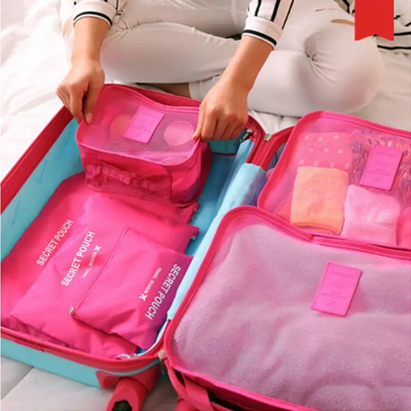 New 6pcs font b set b font Women Men Travel Bag Waterproof High Capacity font b