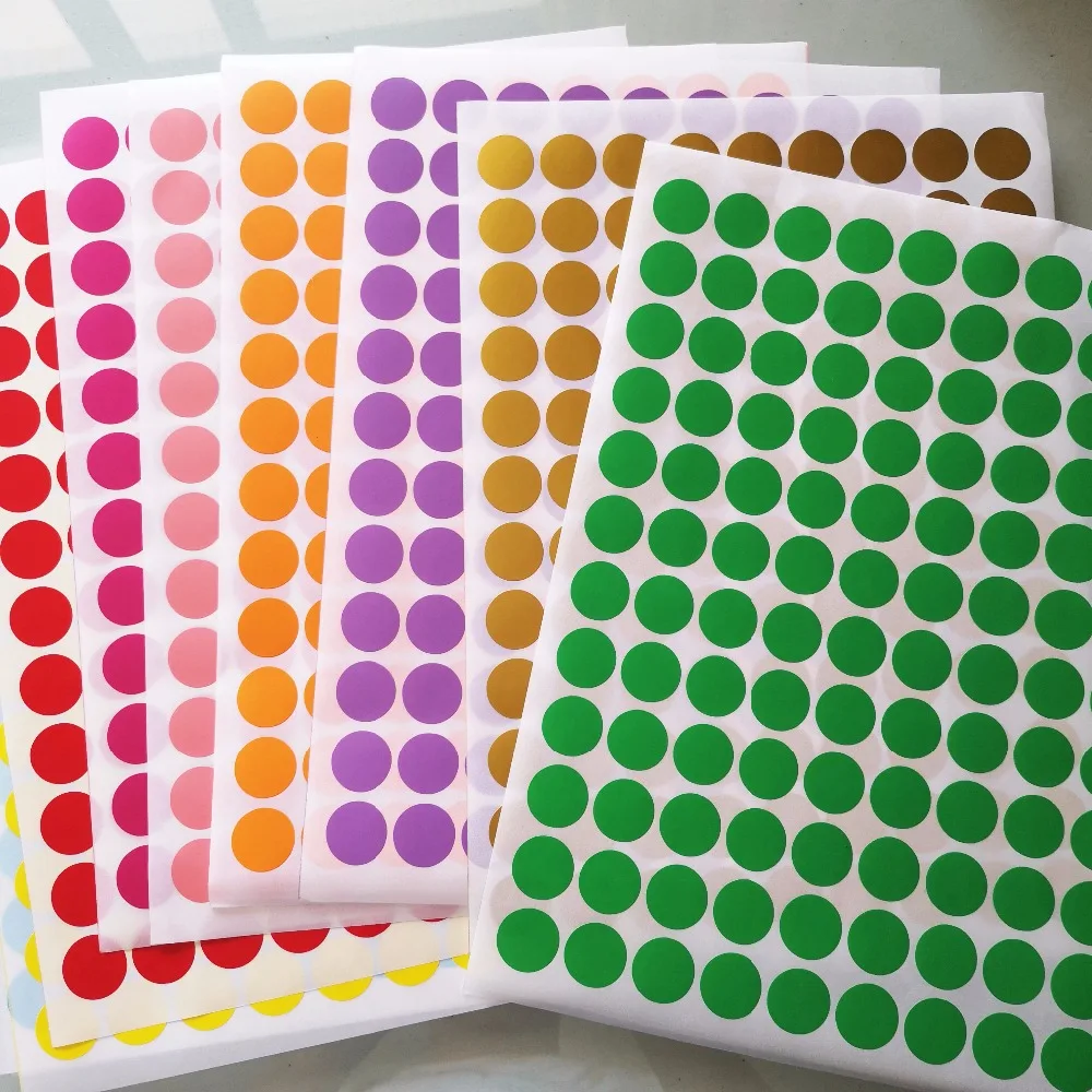 20mm beautiful COLOR DOT stickers for various use, A4 size can be