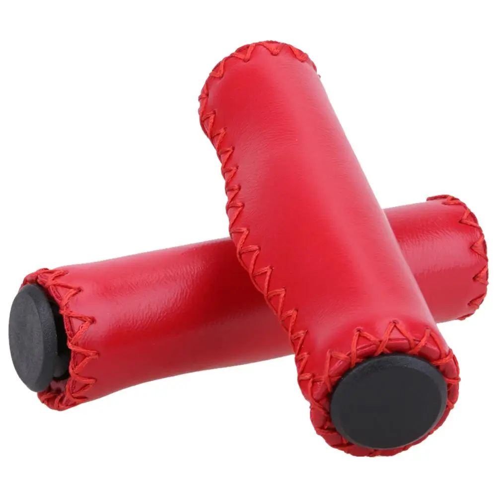1 пара Высокое качество велосипедный кожаный руль набор ручной работы ретро ветровая Ручка велосипеда модная велосипедная ручка Защитная крышка - Цвет: Red