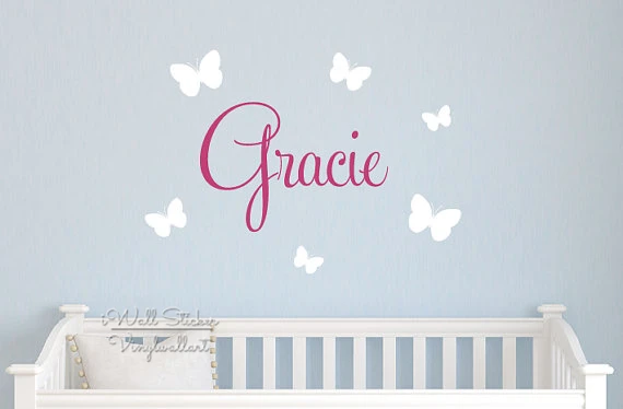 name wall decals with butterflies