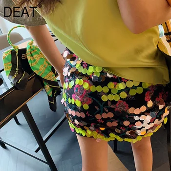

[DEAT] 2020 summer New Fashion women's clothing High quality Slim was thin clothing Embroidered sequined skirt WI228