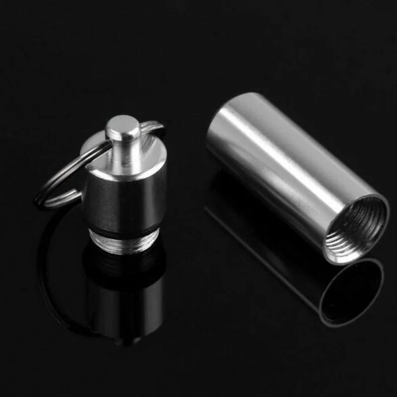 

1PC Waterproof Aluminum Pill Box Keyring Portable Cache Drug Container Keychain