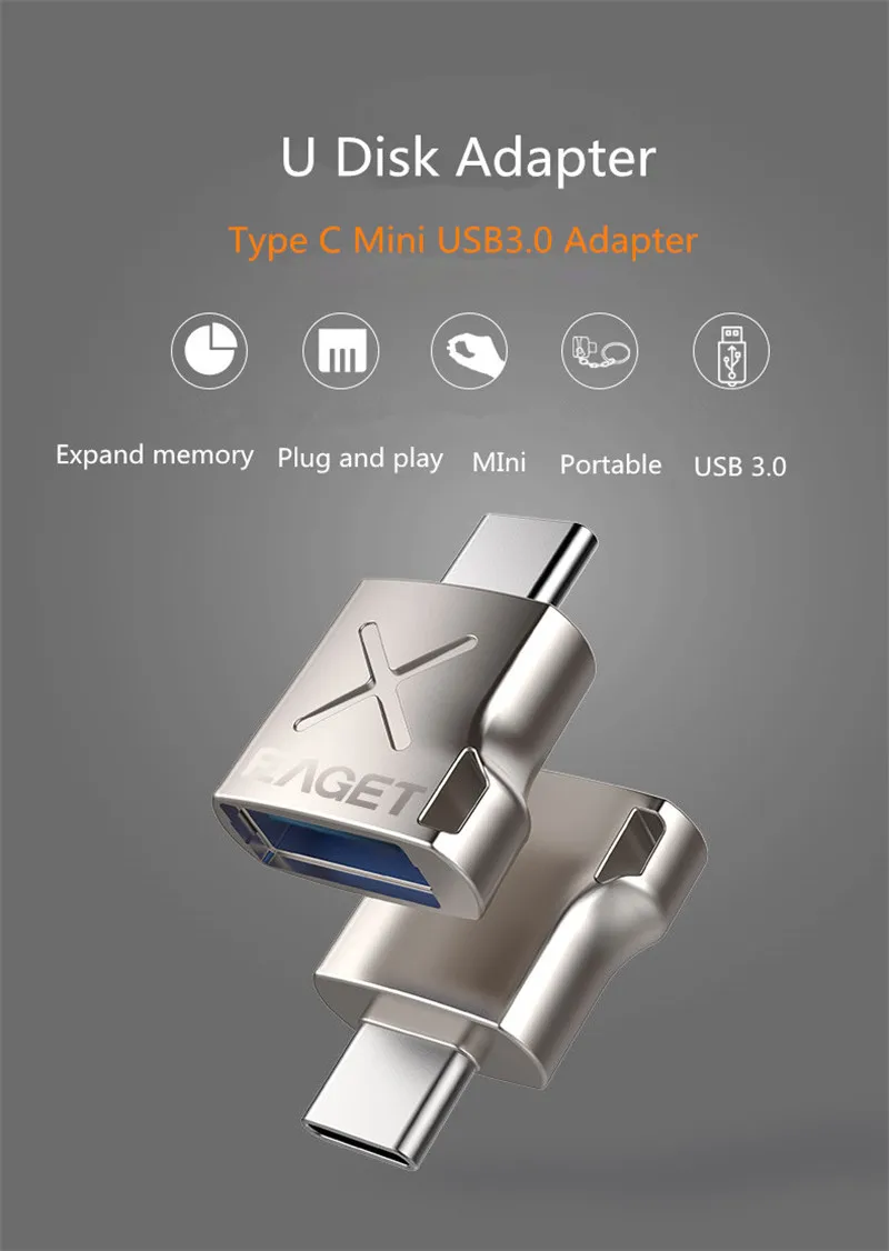 Eaget EZ03-T OTG type-C адаптер type-C к USB 3,0 кабель адаптер конвертер для samsung S8 huawei Mate9 телефон к Usb адаптер