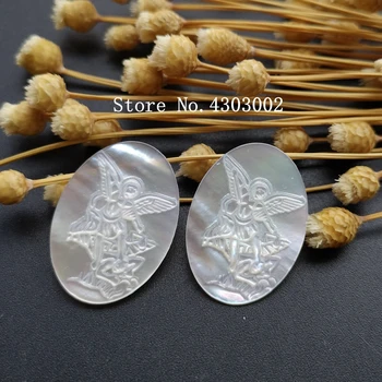 

50pcs/lot 18x25mm Natural Oval San Miguel Archangel Mother of Pearl Shell Oval Angel Madonna Pearl Shell MOP for DIY Jewelry