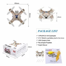 2016 Upslon Cheerson CX-10W CX 10W CX-10WD Drone Dron Quadrocopter RC Quadcopter Nano WIFI Drone with Camera 720P FPV Mini Drone
