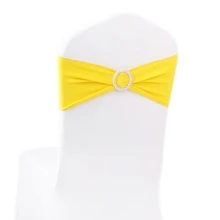 100 шт. желтая лайкра спандекс стул Обложка с пряжкой для вечерние украшение для свадебного банкета