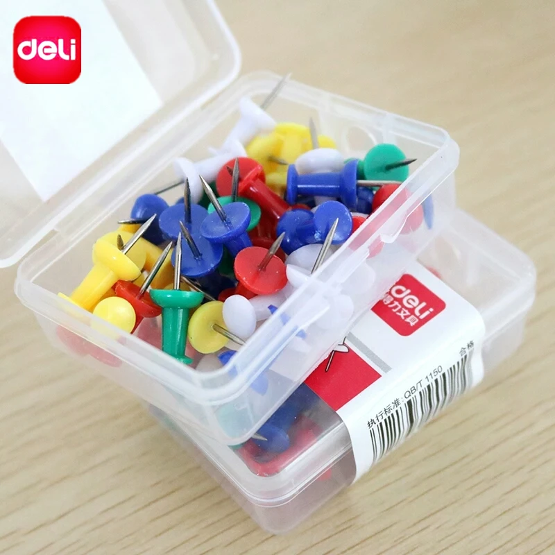 Deli 35pcs Push Pins Plastic Multicolor Board Safety Colored Push Pins