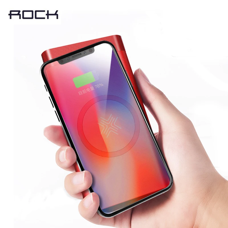 

ROCK 10000mAh QI Wireless Charger Power Bank for iPhone X 8 Plus Wireless Power Bank Powerbank for Samsung S9 S8 Note 8
