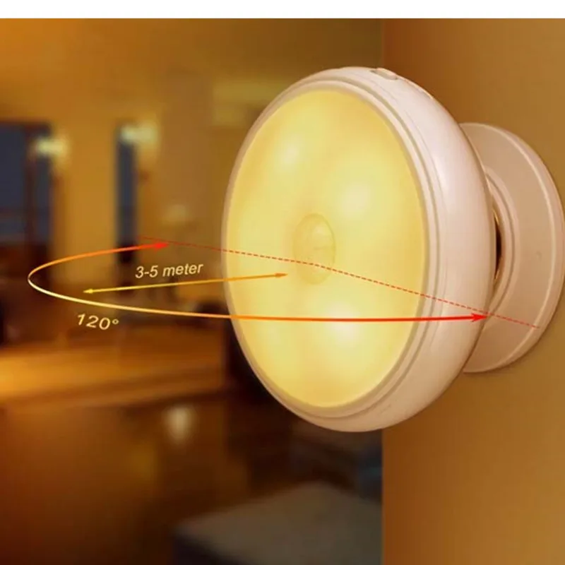 Движения Сенсор ночник USB Перезаряжаемые 360 Поворот LED с stick Anywhere новых продуктов привело Детская безопасность свет Бег LED Лампы для