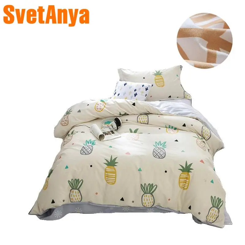 

2018 New Fruit Pineapple Kids Children Bedding Set Cotton Twin Size 3Pcs Print Duvet Cover Set Flat Sheet Pillow Cases