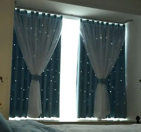 Кружевные занавески! Dream Princess спальня двухэтажные кружевные занавески. Затенение 85% звезды выдалбливают шторы