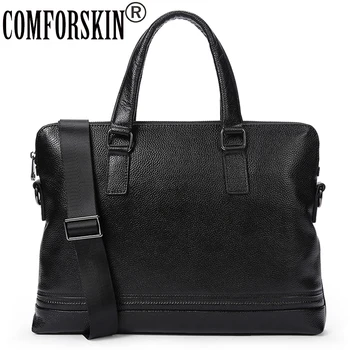 

COMFORSKIN Guaranteed Premium Genuine Leather Men Messenger Bag New Arrivals Cowhide Business Men Handbag 2018 Bolsa Masculina