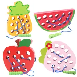 Развивающие игрушки веселые деревянные игрушки червь едят для фруктов яблок груша раннего детского обучения детская игрушка, подарок для