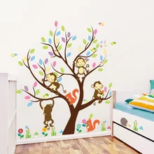 

Heatboywade Eco-friendly Wall Stickers for Kids room Nursery Funny Monkey Tree Wall Decals Universal Home Decoration dc18