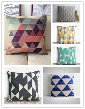 

Stylish Geometric Cushion Cover Decorative Pillow Cover Rainbow Triangles Cushion Case for Mom Gifts 18*18 inch Home Decor