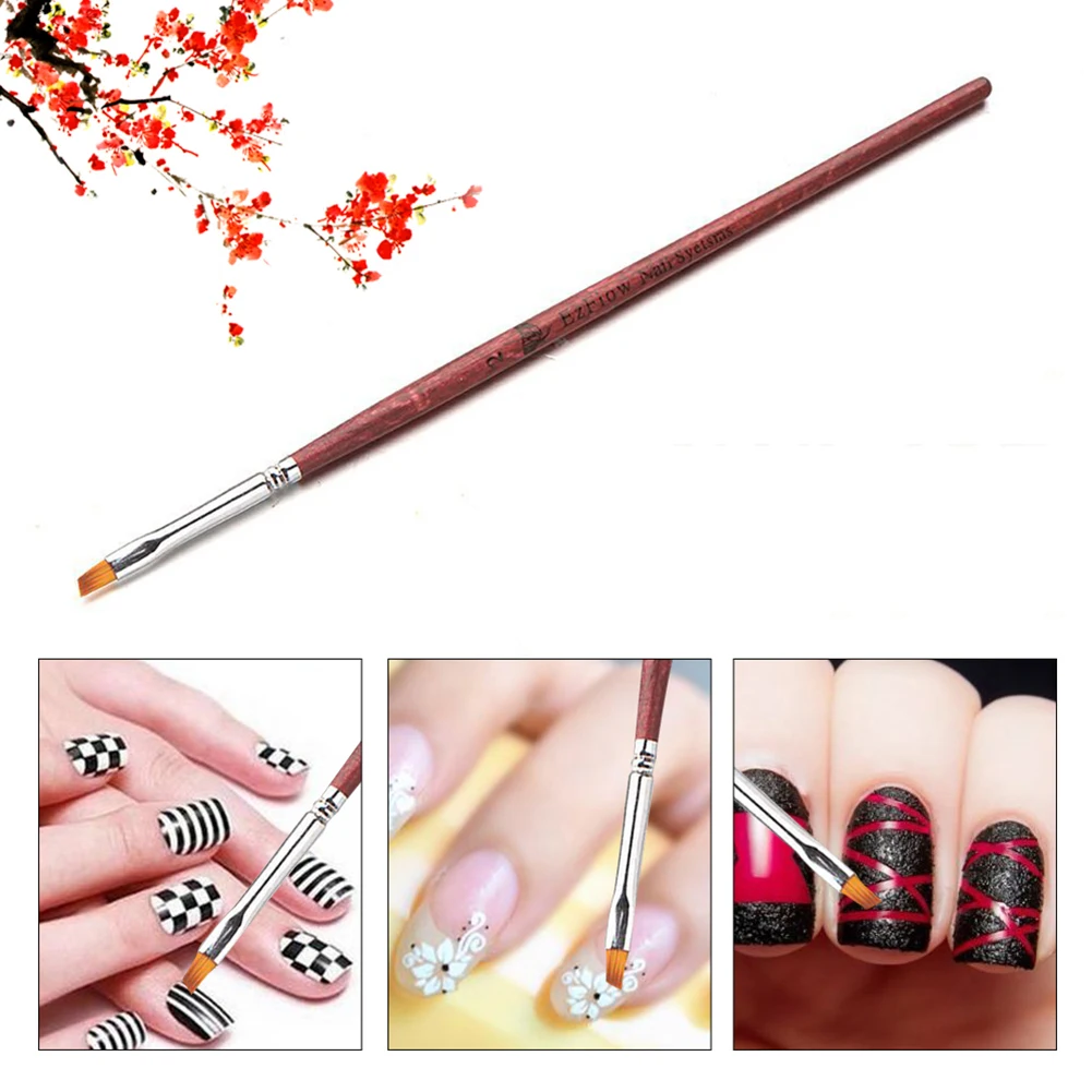 Wooden Handle Nail Art Polish Gel Brush Pen Soft Oblique Hair DIY Manicure Tool in Nail Brushes