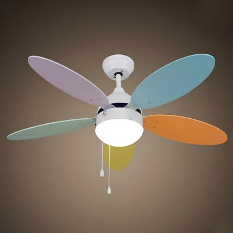 

Simple modern ceiling fan light electric fan children room LED cute color leaf restaurant fan Pendant Lights FS3