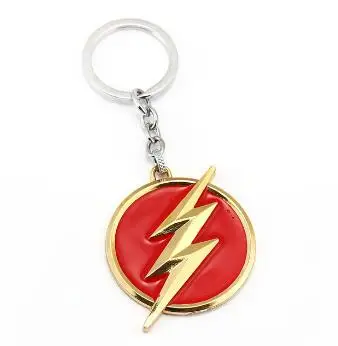 

HSIC 12pcs/lot Flash lightning keychain Superhero Metal Key ring Super Hero Justice League Chaveiro Car Keychain Wholesale12003