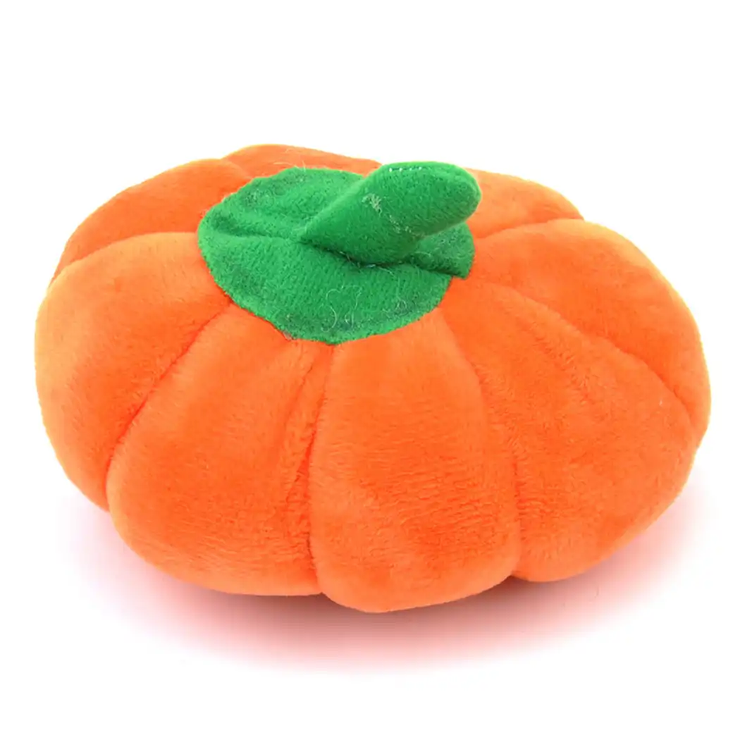 stuffed pumpkin dog toy