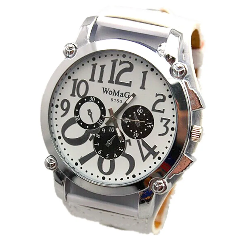 Часы womage кварцевые с круглым циферблатом 5 цветов на кожаном ремешке|wristwatch