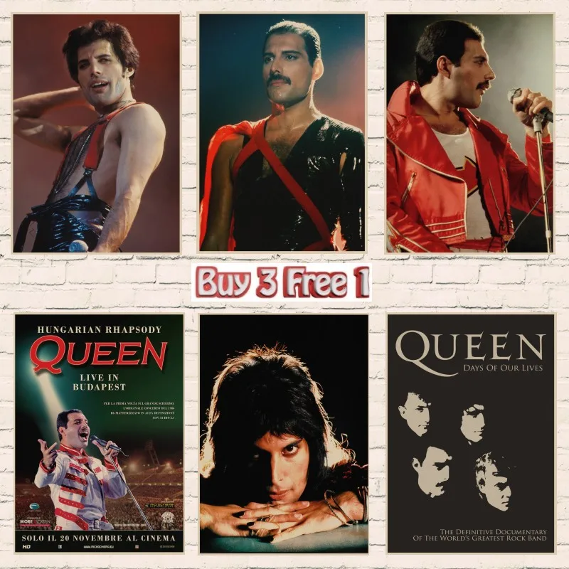 

Queen Band Music Kraft Paper Poster Vintage High quality Printing Drawing core Decorative Painting Wall Sticker 1002