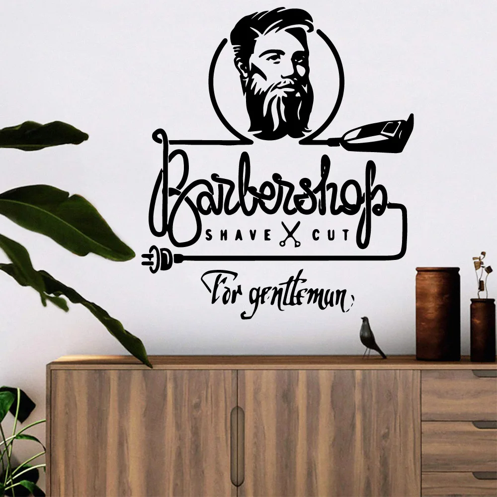 

Artistic Barbershop Wall Sticker Self Adhesive Vinyl Waterproof Wall Art Decal for barber shop Decoration Wall Decoration Murals