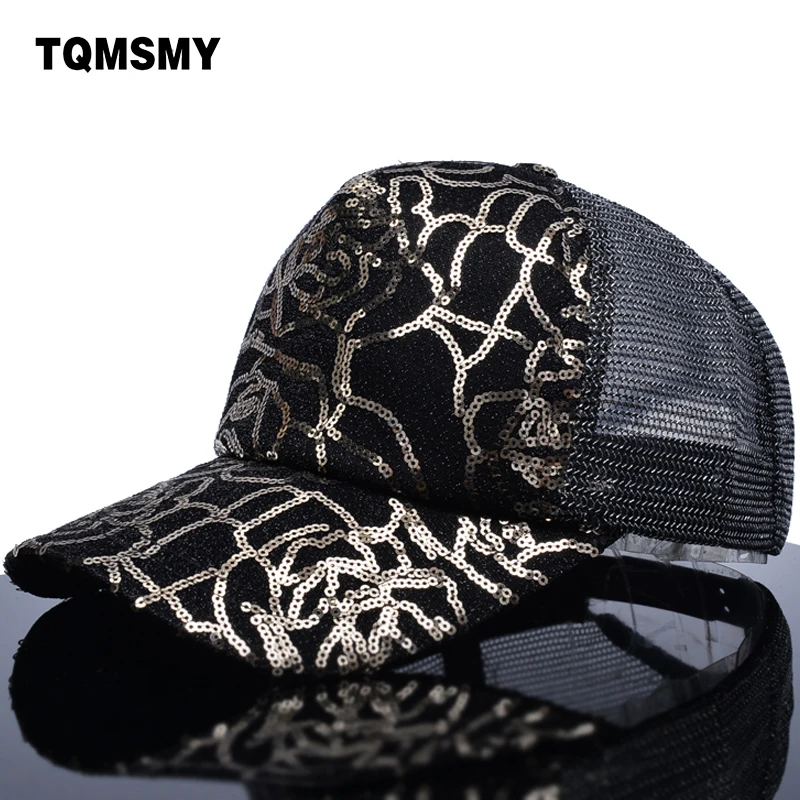 

TQMSMY Paillette Bling Shinning Mesh Baseball Cap men Striking Pretty Adjustable Women Girl Hats For Party breathable cap TMWL03