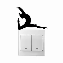 Кг-194 фитнес девушка-танцовщица с одной ногой заостренный на выключатель света стиксер виниловая наклейка силуэт обои для дома