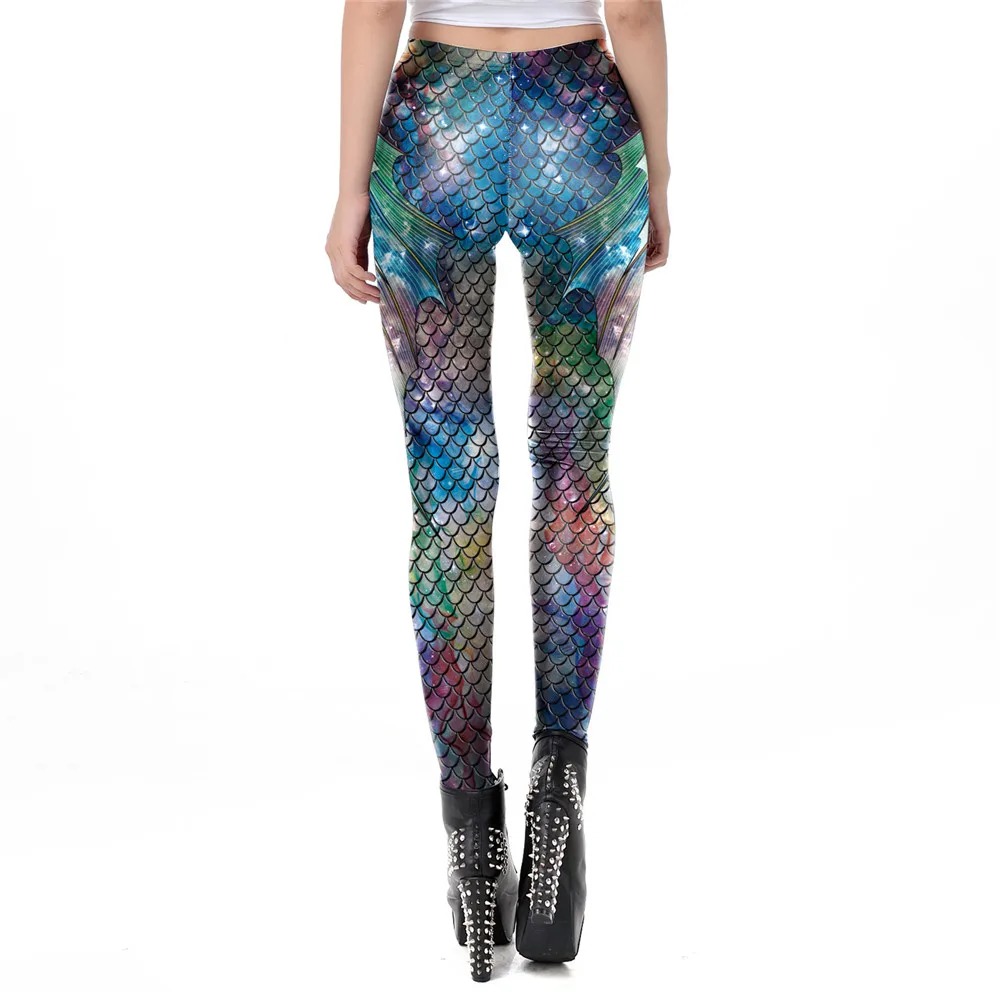 thermal leggings FCCEXIO New Galaxy Leggings Women Sexy Mermaid Legging Fish Scale Leggins Fitness Colorful Puls Size Elasticity Legins 3D Pants lularoe leggings