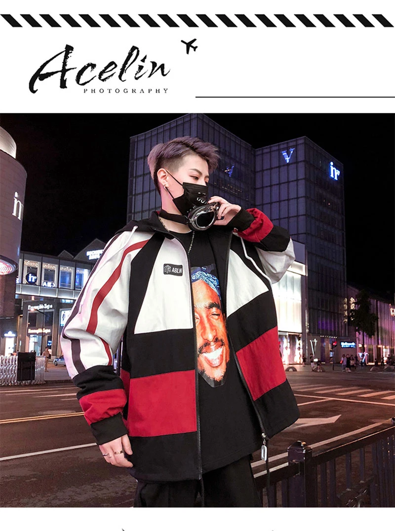 Autumn Spring Jacket Windbreaker Korean Men Hip Hop  (1)