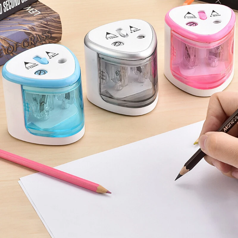 1Pc Automatic Electric Pencil Sharpener Use Battery With Two Holes Safety Pen Knife Office School Supplies | Канцтовары для офиса