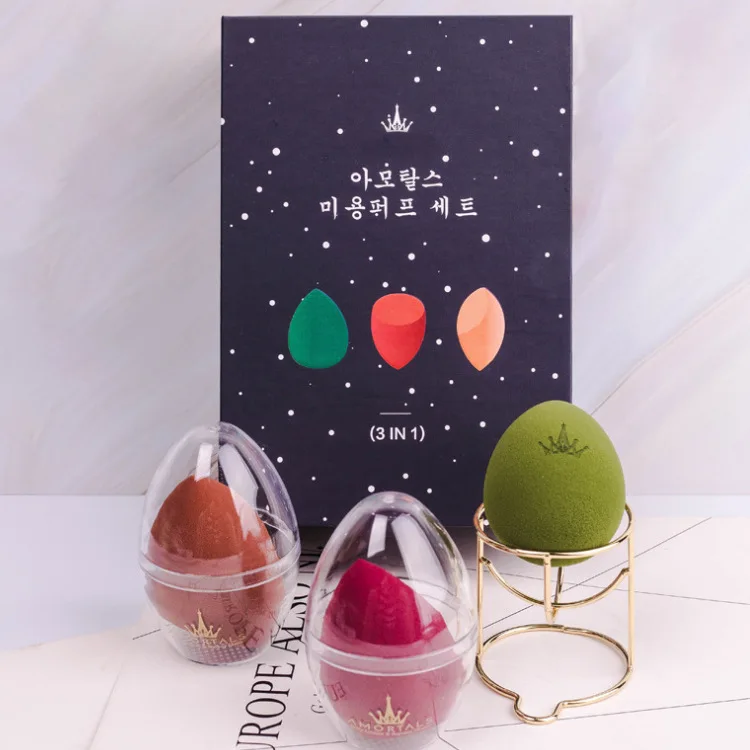 

Fashion Lady 3 Piece Set Professional Makeup Sponge Blush Foundation Puff Smoothie Mix Sponge Makeup High Quality Box