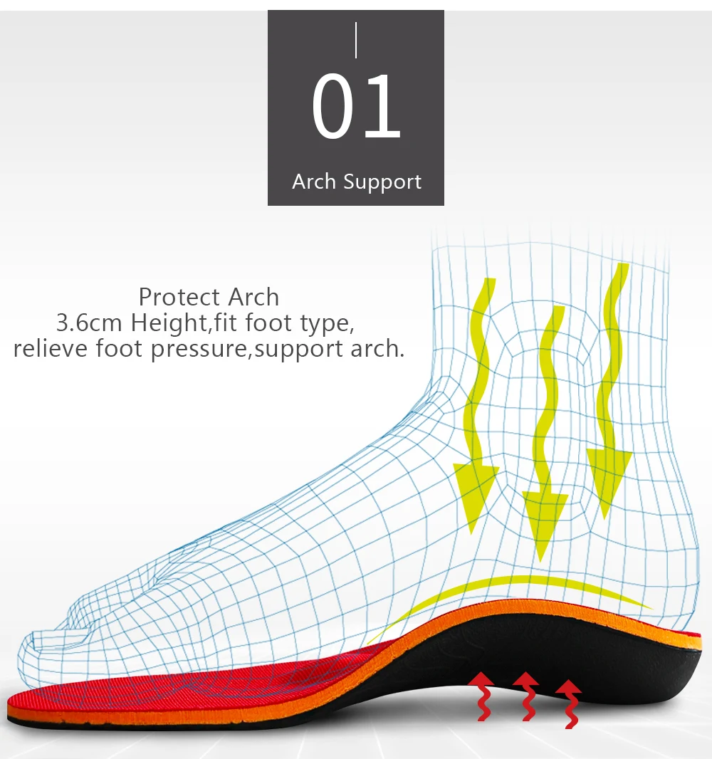 3ANGNI Orthotic Shoe Insoles Arch Support Insole Orthopedic Flat Feet Heel Pain Plantar Fasciitis Men Woman Inner Sole Cushion
