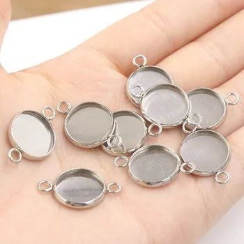 

20pcs Stainless Steel Bracelet Base Cameo Settings Fit 12mm Cabochon BaseCharms Pendant High Quality for DIY Jewelry Making